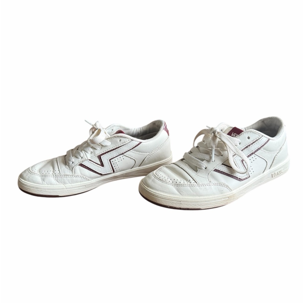 Vans White and Burgundy Sneakers